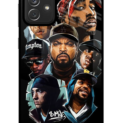 Rappers Samsung A72 Glass Case Back Cover by Casekaro