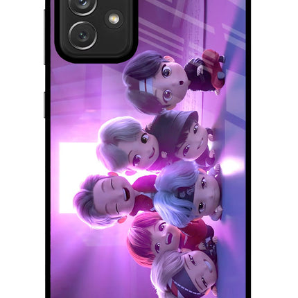 BTS Chibi Samsung A72 Glass Case Back Cover by Casekaro