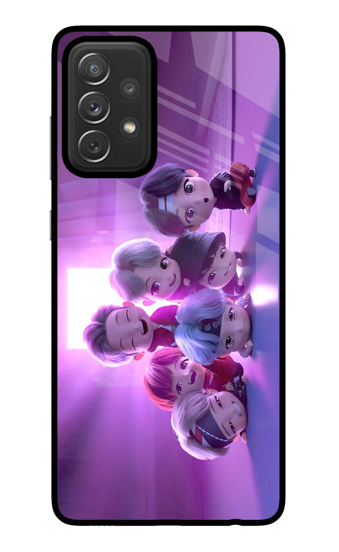 BTS Chibi Samsung A72 Glass Case Back Cover by Casekaro