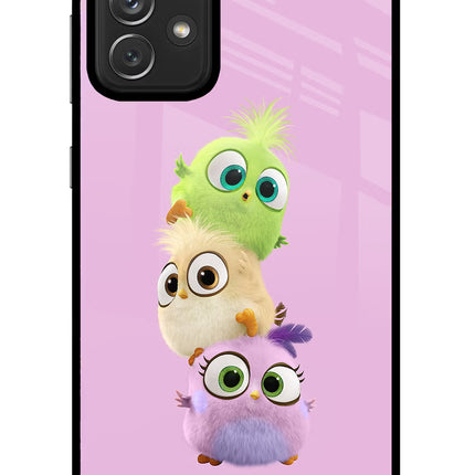 Cute Little Birds Samsung A72 Glass Case Back Cover by Casekaro