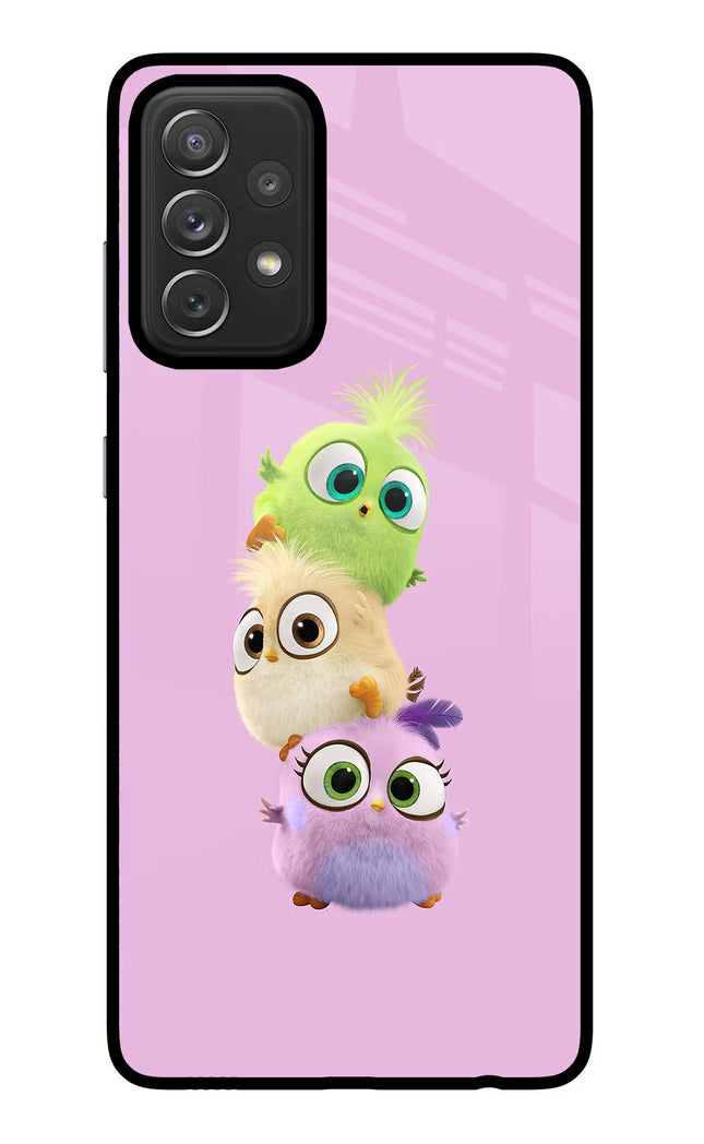 Cute Little Birds Samsung A72 Glass Case Back Cover by Casekaro