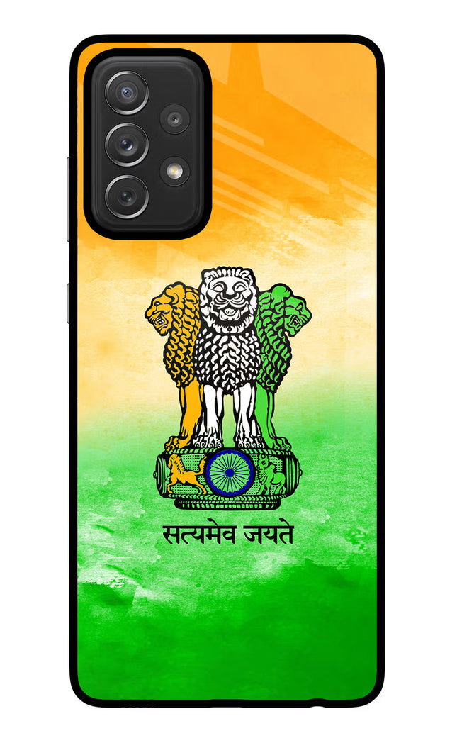 Satyamev Jayate Flag Samsung A72 Glass Case Back Cover by Casekaro