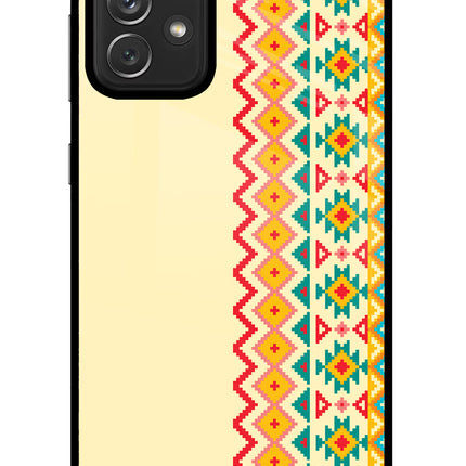 Ethnic Seamless Samsung A72 Glass Case Back Cover by Casekaro