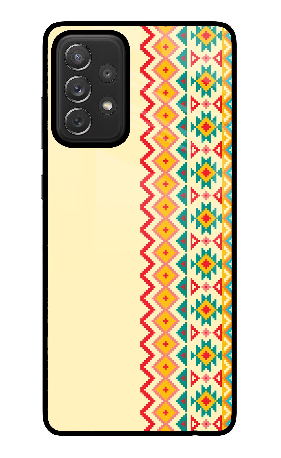Ethnic Seamless Samsung A72 Glass Case Back Cover by Casekaro