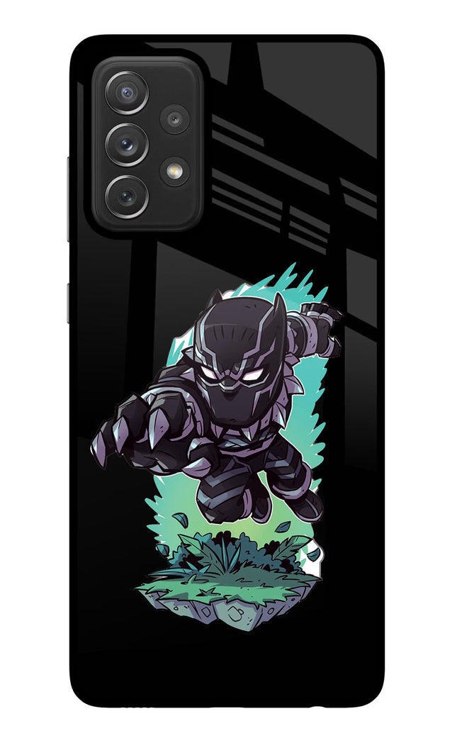 Black Panther Samsung A72 Glass Case Back Cover by Casekaro