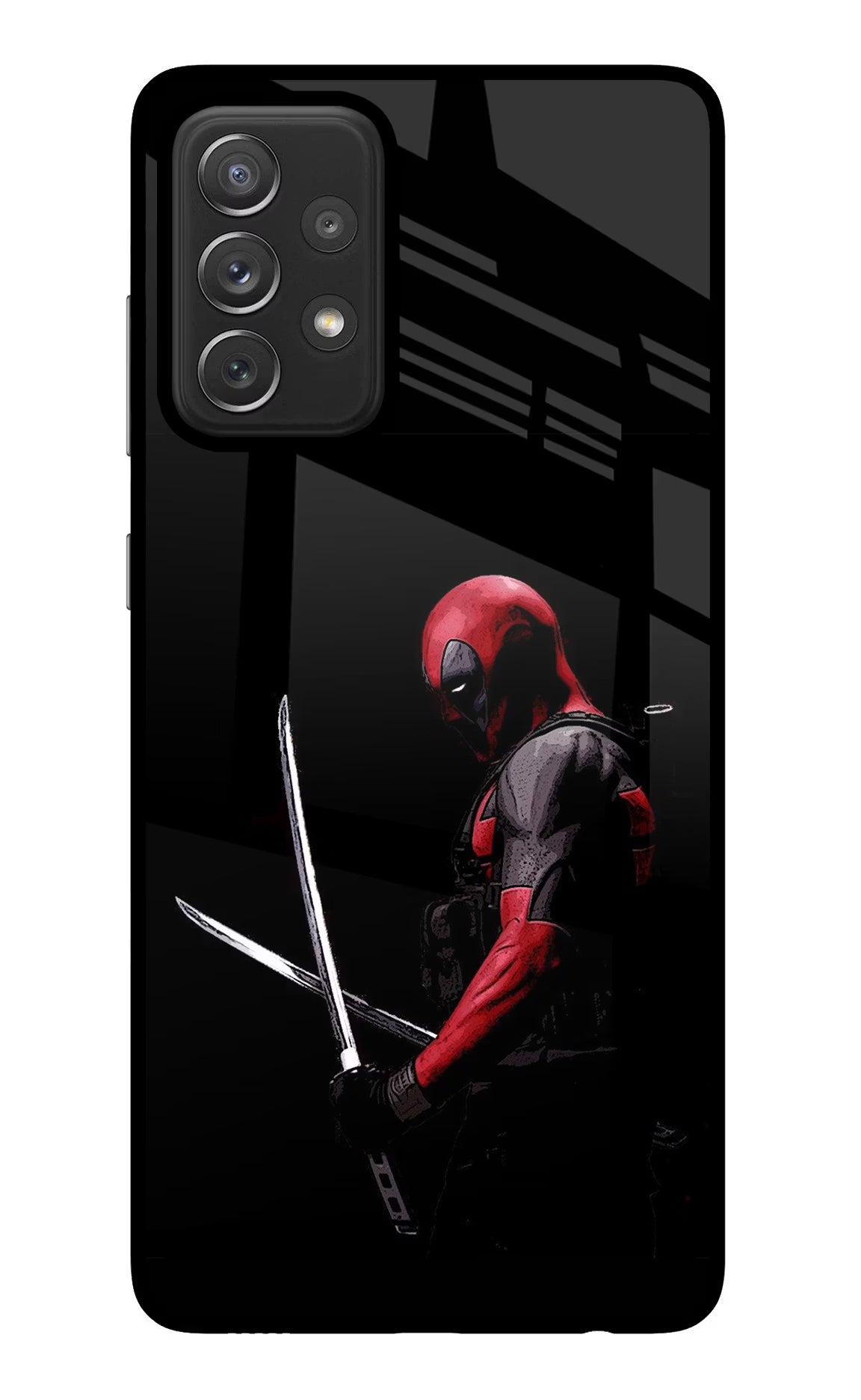 Deadpool Samsung A72 Glass Case Back Cover by Casekaro
