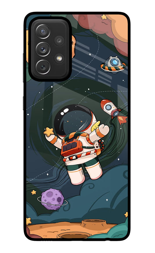 Cartoon Astronaut Samsung A72 Glass Case