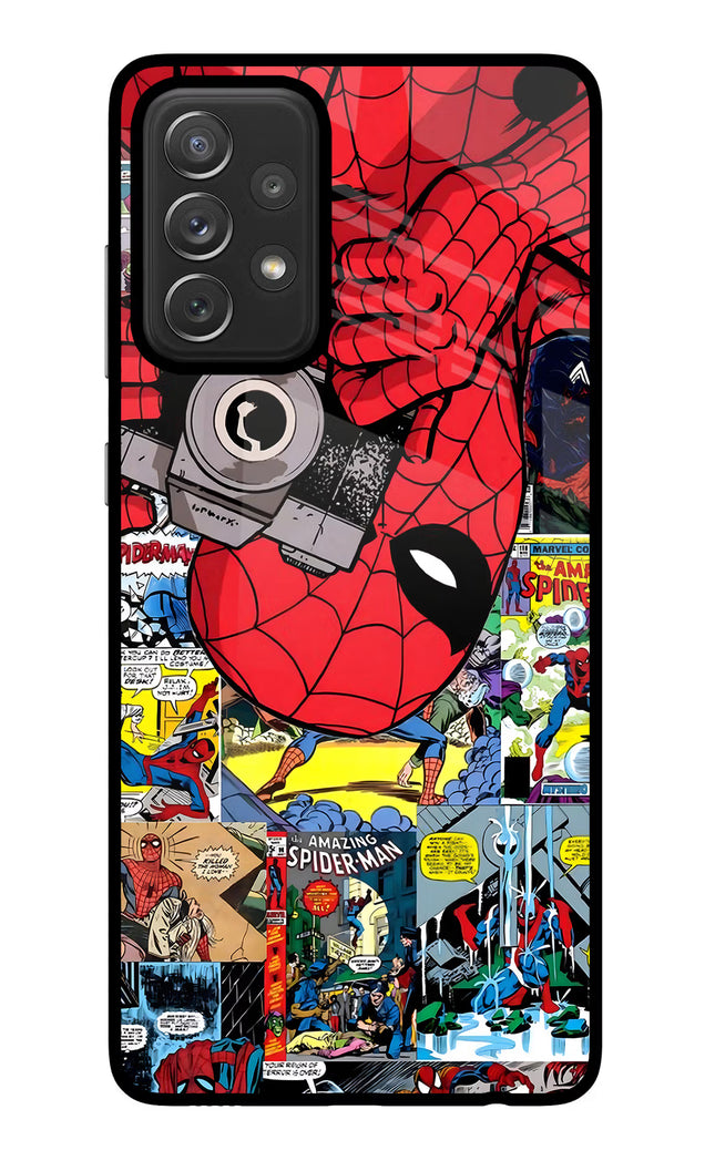 Spider Man Samsung A72 Glass Case Back Cover by Casekaro