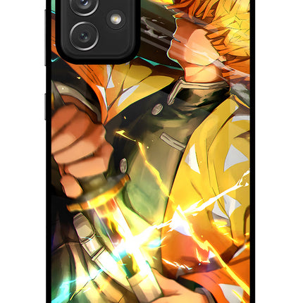 Demon Slayer Samsung A72 Glass Case Back Cover by Casekaro