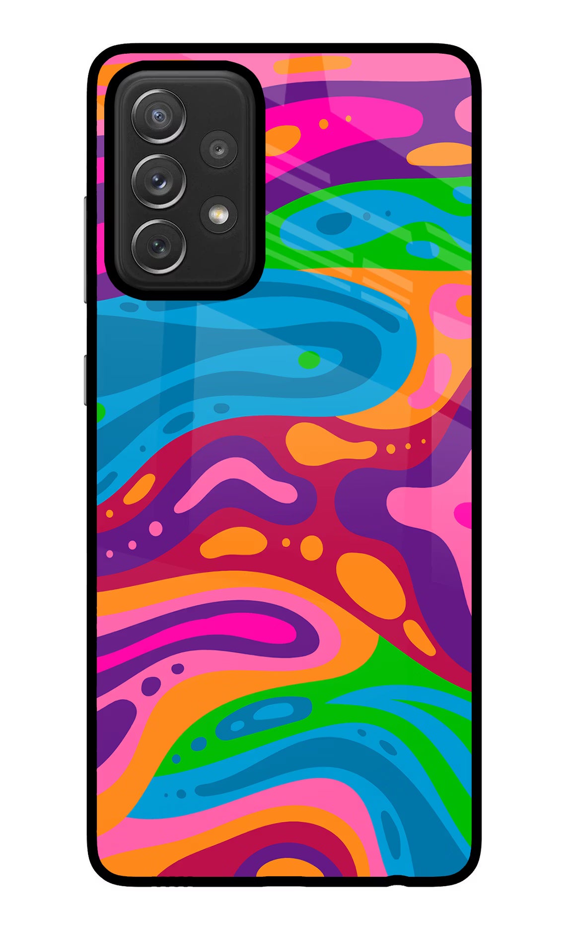 Trippy Pattern Samsung A72 Glass Case Back Cover by Casekaro
