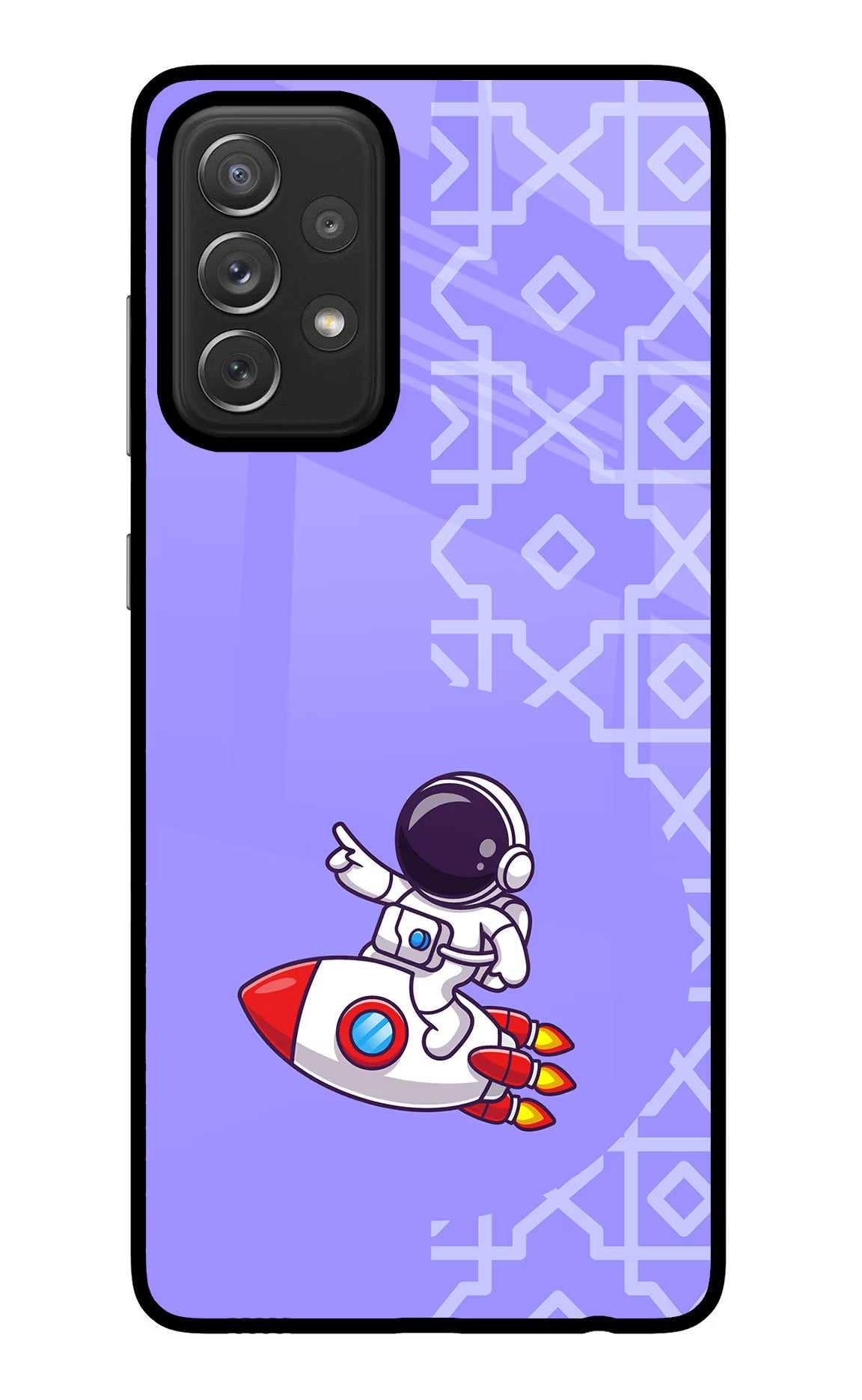 Cute Astronaut Samsung A72 Glass Case Back Cover by Casekaro