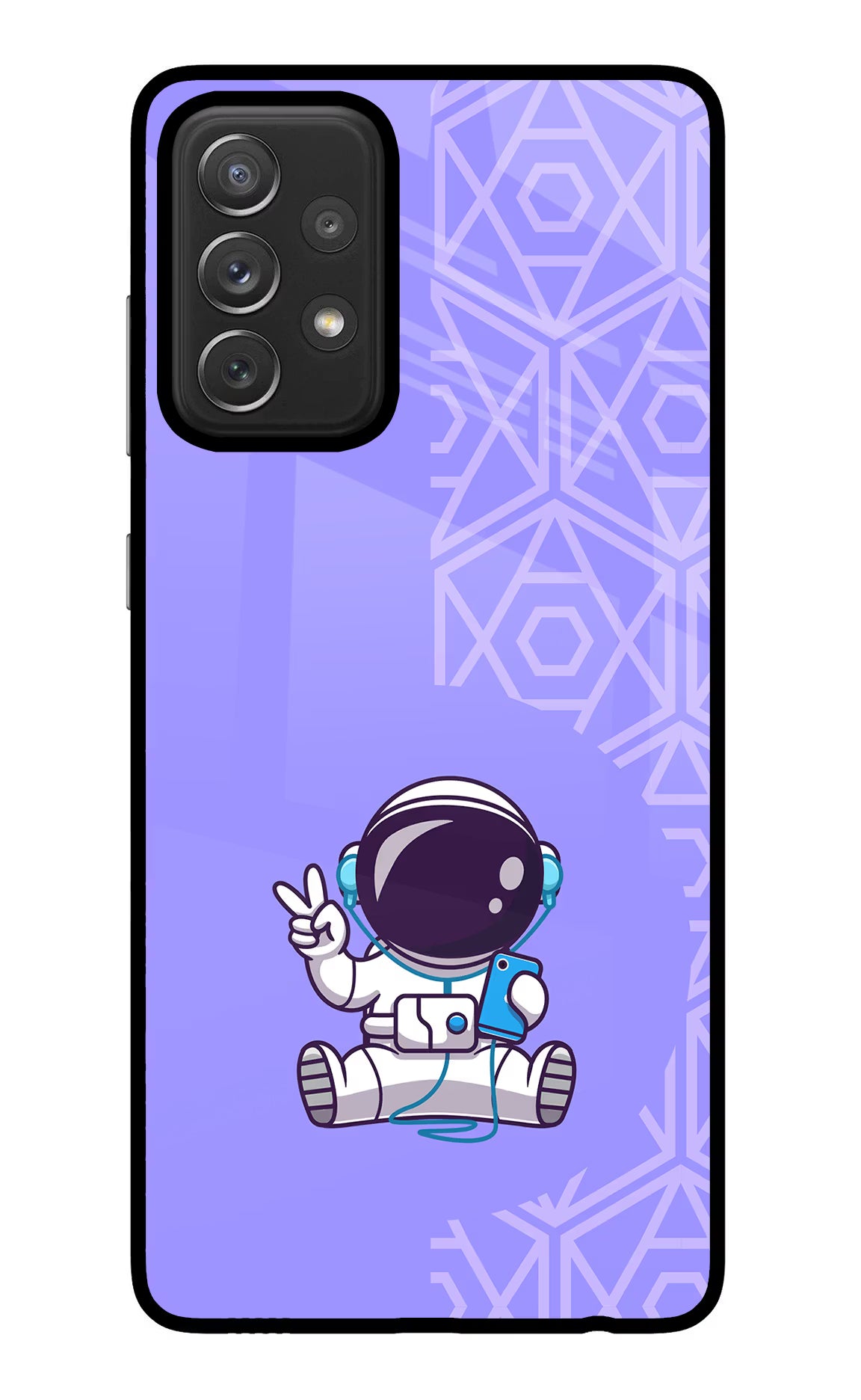 Cute Astronaut Chilling Samsung A72 Glass Case Back Cover by Casekaro