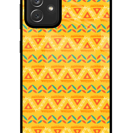 Tribal Pattern Samsung A72 Glass Case Back Cover by Casekaro