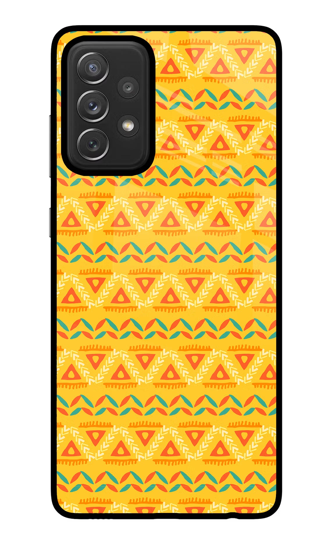 Tribal Pattern Samsung A72 Glass Case Back Cover by Casekaro