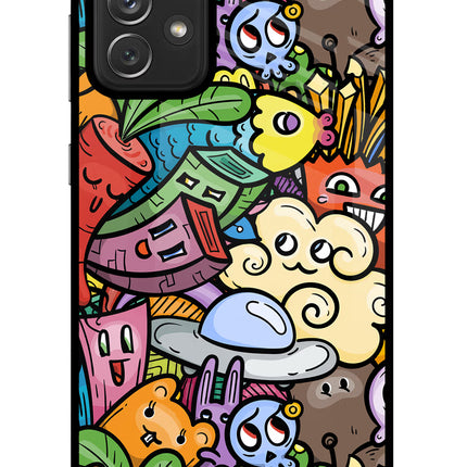 Veggie Doodle Samsung A72 Glass Case Back Cover by Casekaro