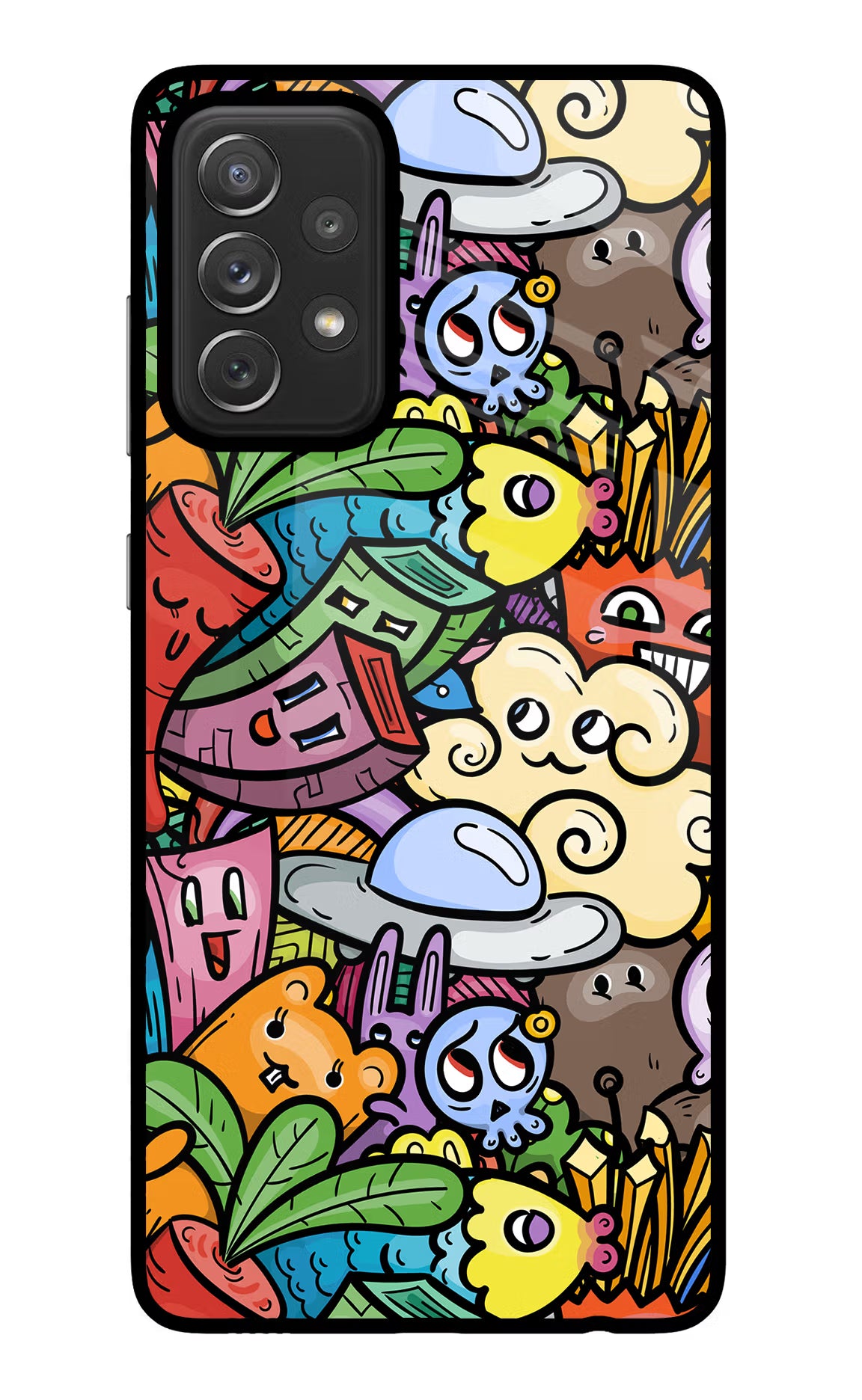 Veggie Doodle Samsung A72 Glass Case Back Cover by Casekaro
