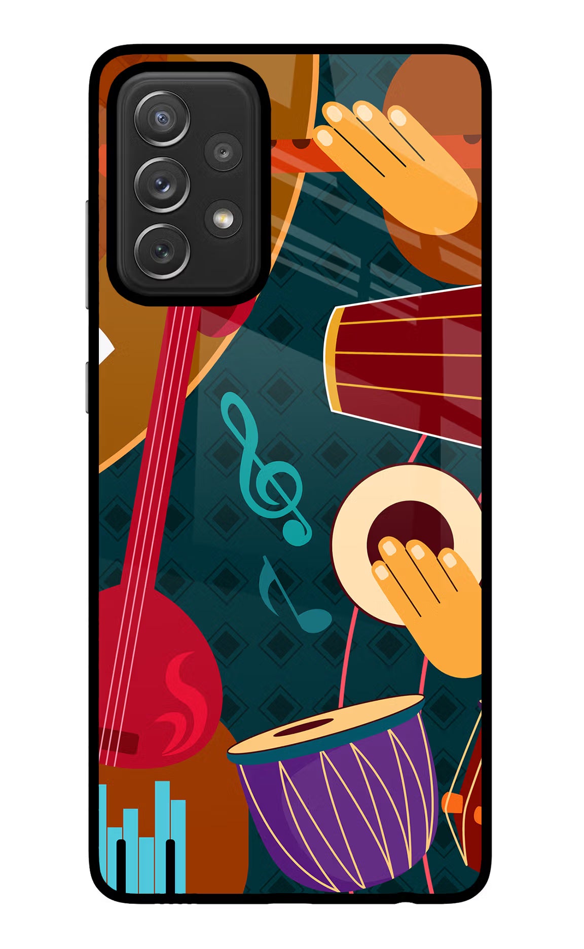 Music Instrument Samsung A72 Glass Case Back Cover by Casekaro