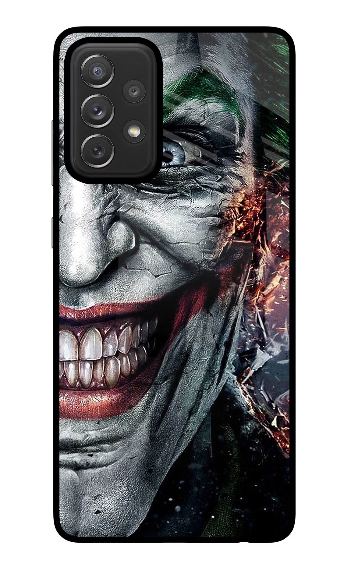 Joker Cam Samsung A72 Glass Case Back Cover by Casekaro