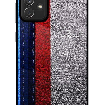 BMW Stripes Samsung A72 Glass Case Back Cover by Casekaro