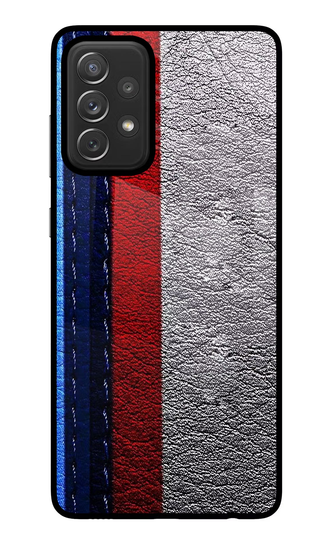BMW Stripes Samsung A72 Glass Case Back Cover by Casekaro