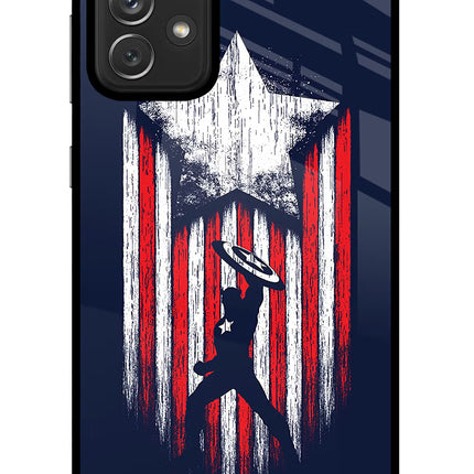 Captain America Marvel Art Samsung A72 Glass Case Back Cover by Casekaro