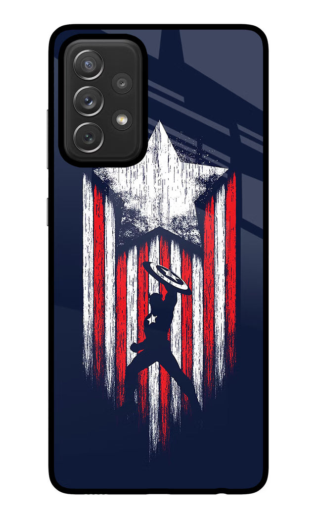 Captain America Marvel Art Samsung A72 Glass Case Back Cover by Casekaro