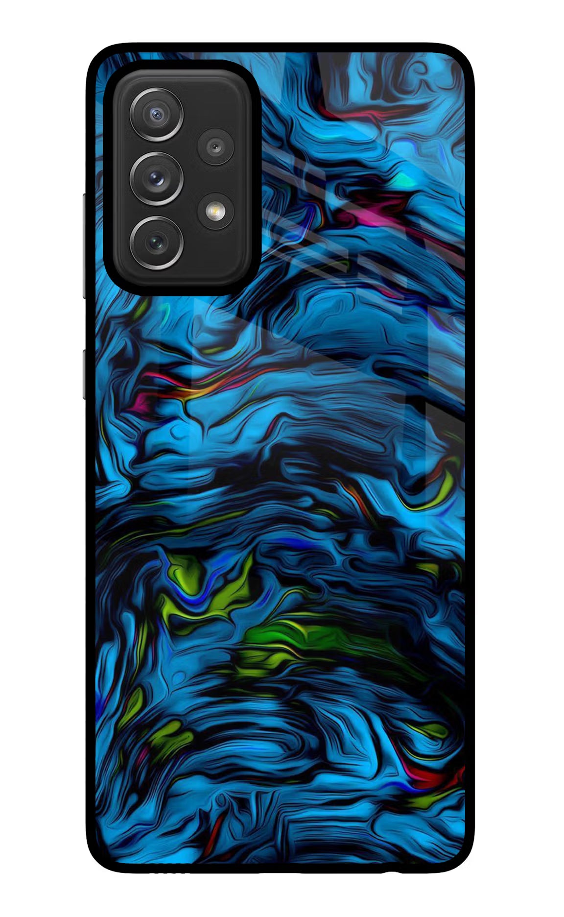 Dark Blue Abstract Samsung A72 Glass Case Back Cover by Casekaro
