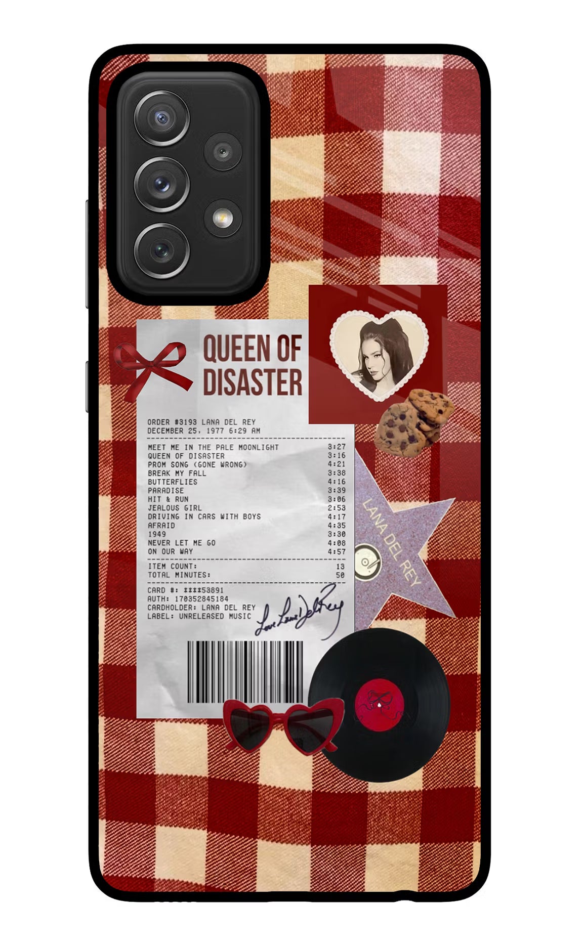 Queen of Disaster Samsung A72 Glass Case Back Cover by Casekaro