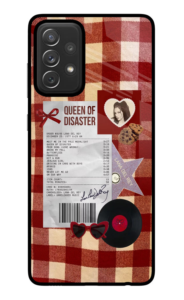 Queen of Disaster Samsung A72 Glass Case Back Cover by Casekaro