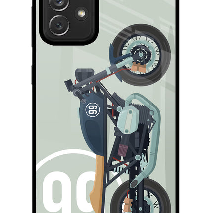 Classic Cafe Racer 99 Samsung A72 Glass Case Back Cover by Casekaro