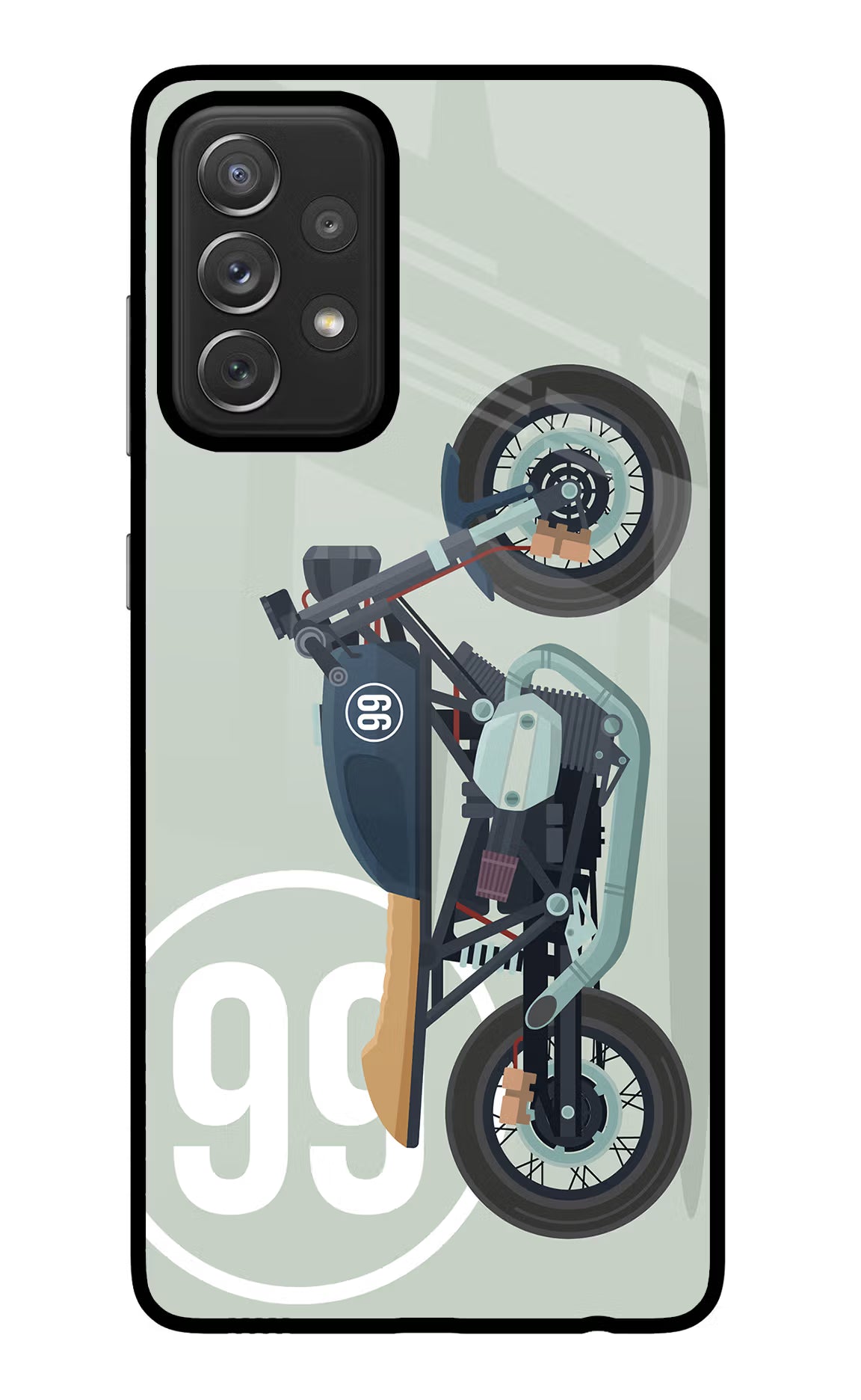 Classic Cafe Racer 99 Samsung A72 Glass Case Back Cover by Casekaro