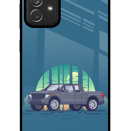 Retro Garage Vibe Samsung A72 Glass Case Back Cover by Casekaro