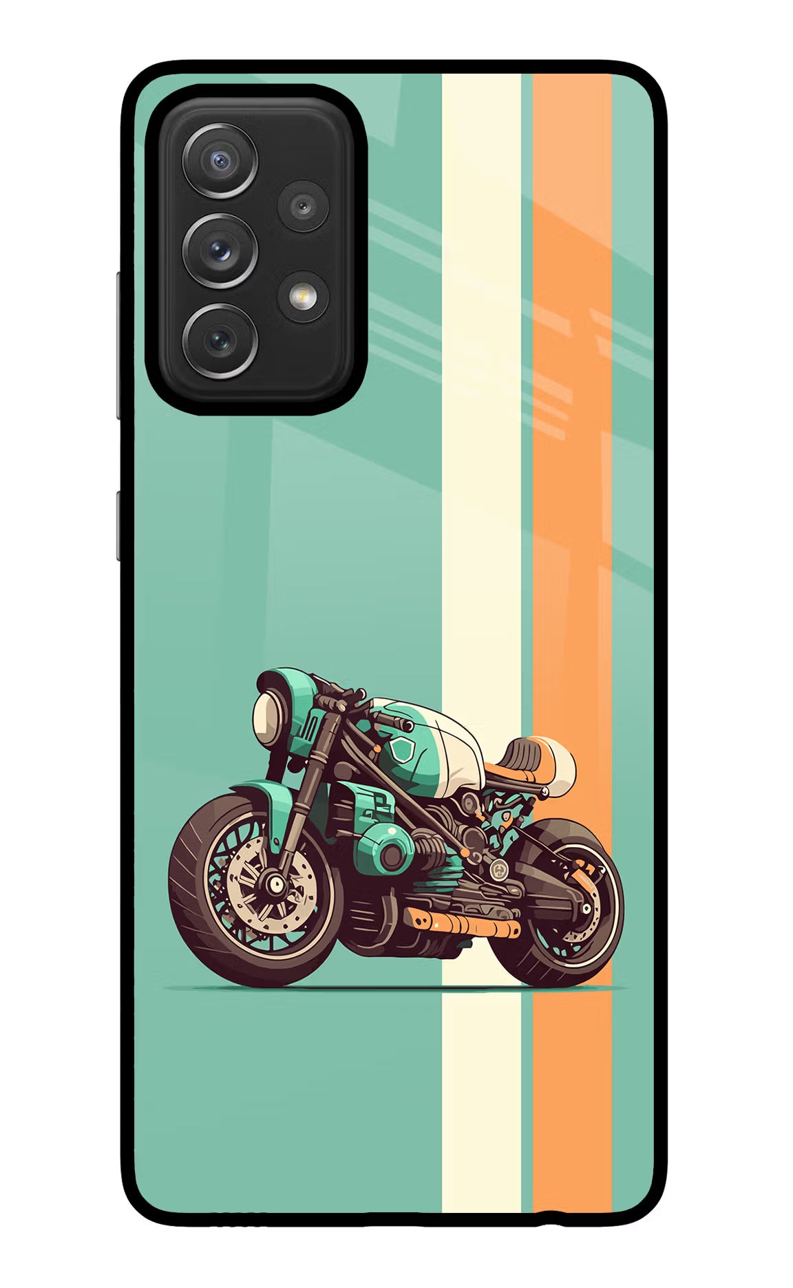 Striped Moto Drift Samsung A72 Glass Case