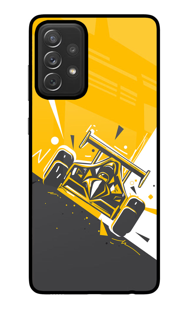 Track King Samsung A72 Glass Case Back Cover by Casekaro