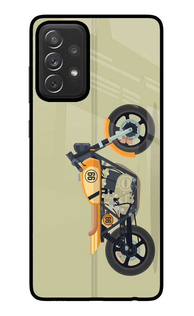 Vertical Speedster Samsung A72 Glass Case Back Cover by Casekaro