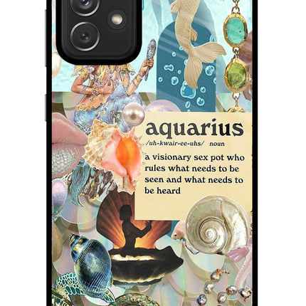 Aquarius Zodiac Samsung A72 Glass Case Back Cover by Casekaro