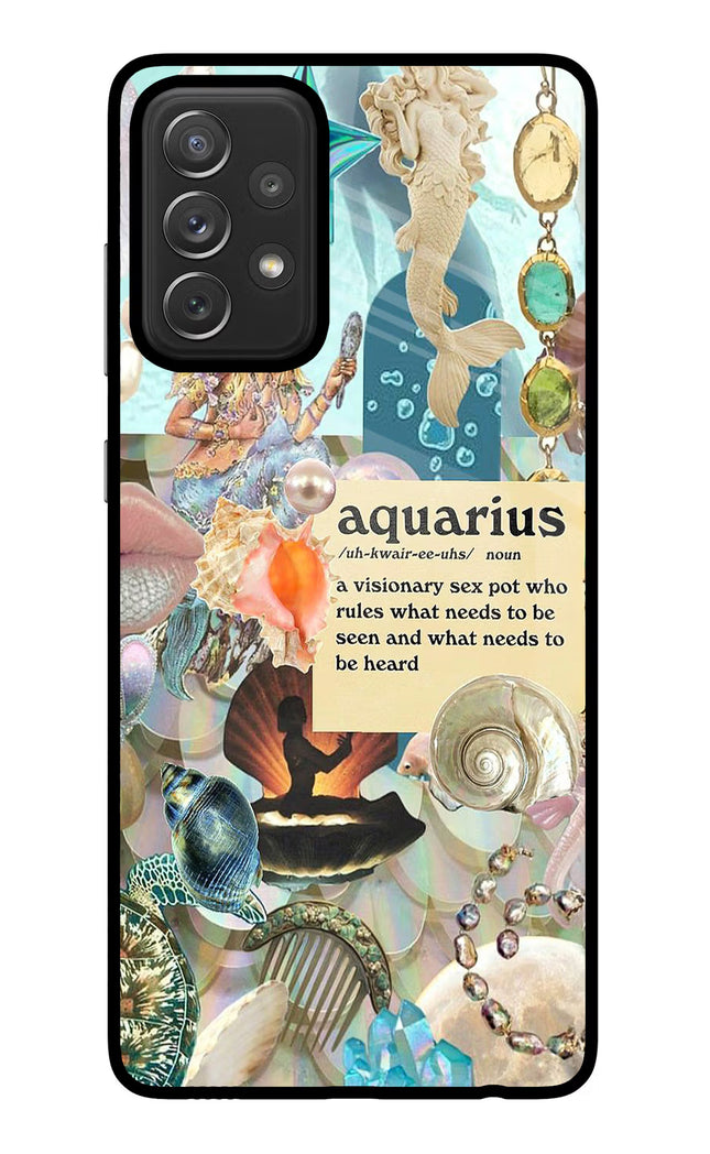 Aquarius Zodiac Samsung A72 Glass Case Back Cover by Casekaro