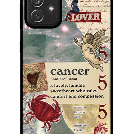 Cancer Zodiac Samsung A72 Glass Case Back Cover by Casekaro