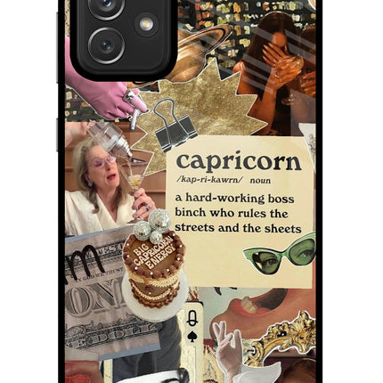 Capricorn Zodiac Samsung A72 Glass Case Back Cover by Casekaro