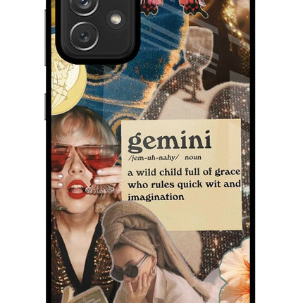 Gemini Zodiac Samsung A72 Glass Case Back Cover by Casekaro