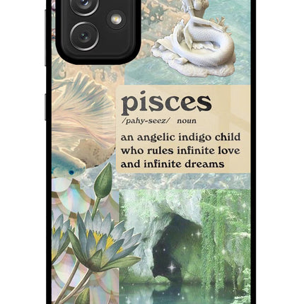 Pisces Zodiac Samsung A72 Glass Case Back Cover by Casekaro