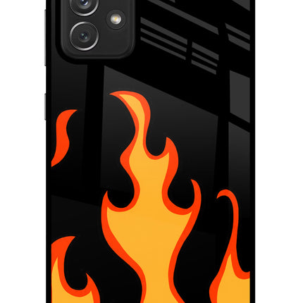Fired Up – Black Samsung A72 Glass Case Back Cover by Casekaro