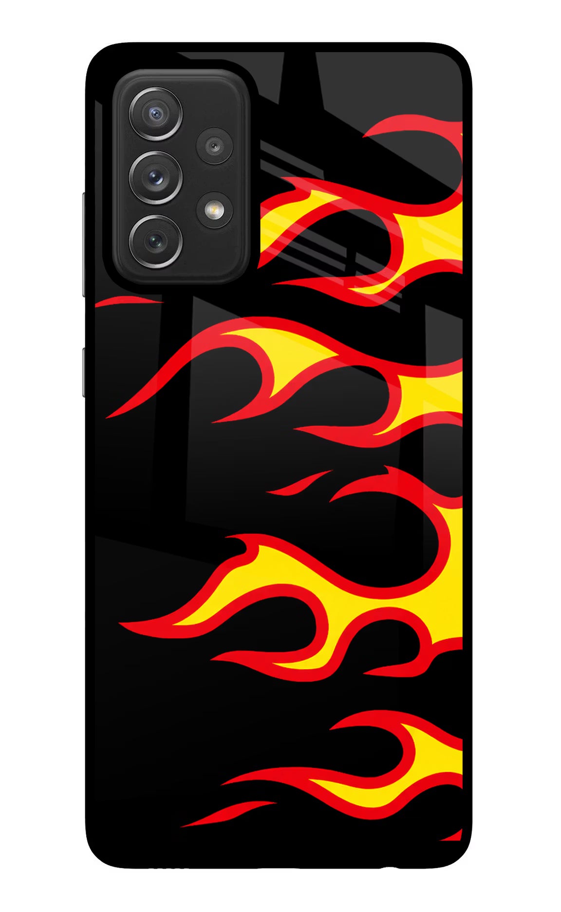 Side Sweep Flames Samsung A72 Glass Case