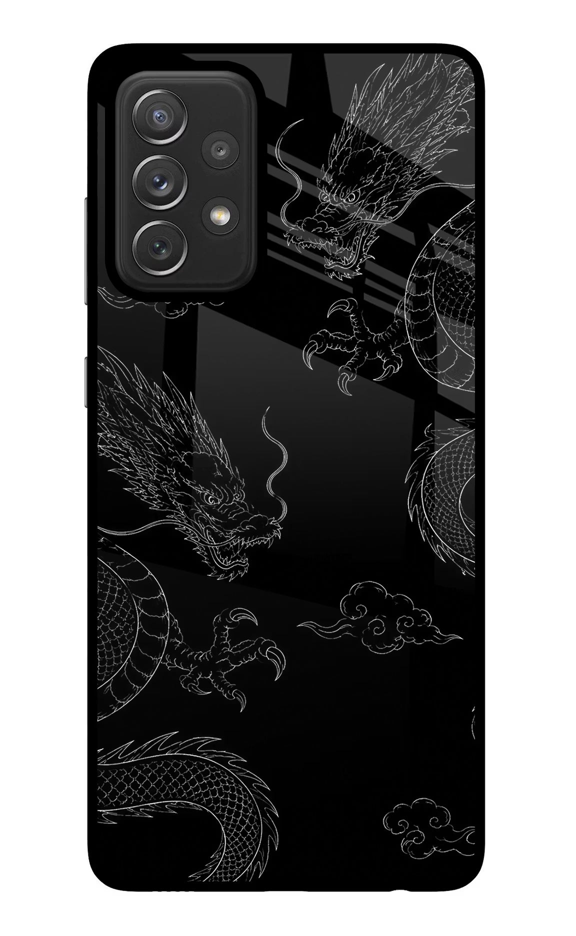 Twin Dragons Samsung A72 Glass Case Back Cover by Casekaro
