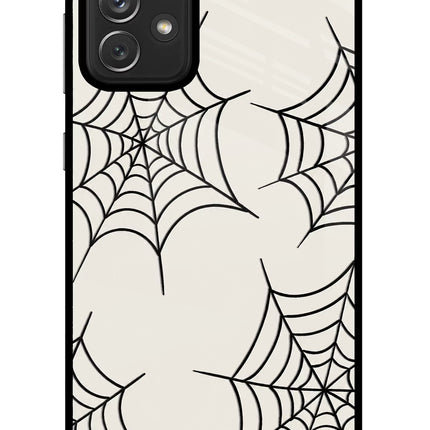 Spider Web Samsung A72 Glass Case Back Cover by Casekaro