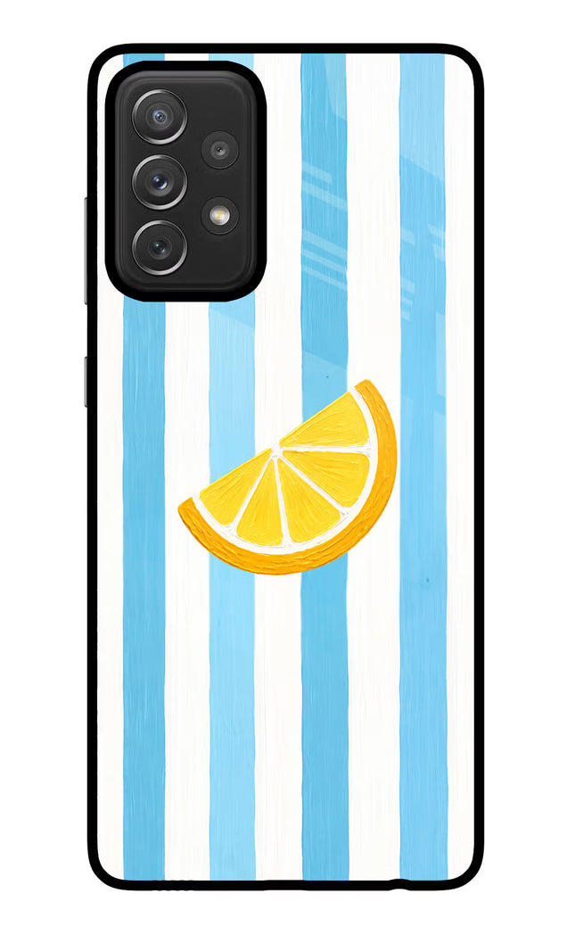 Summer Lemon Samsung A72 Glass Case Back Cover by Casekaro