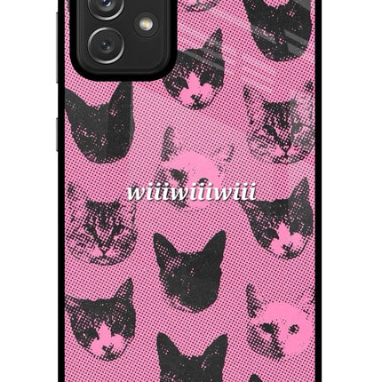 Pink Cats Samsung A72 Glass Case Back Cover by Casekaro