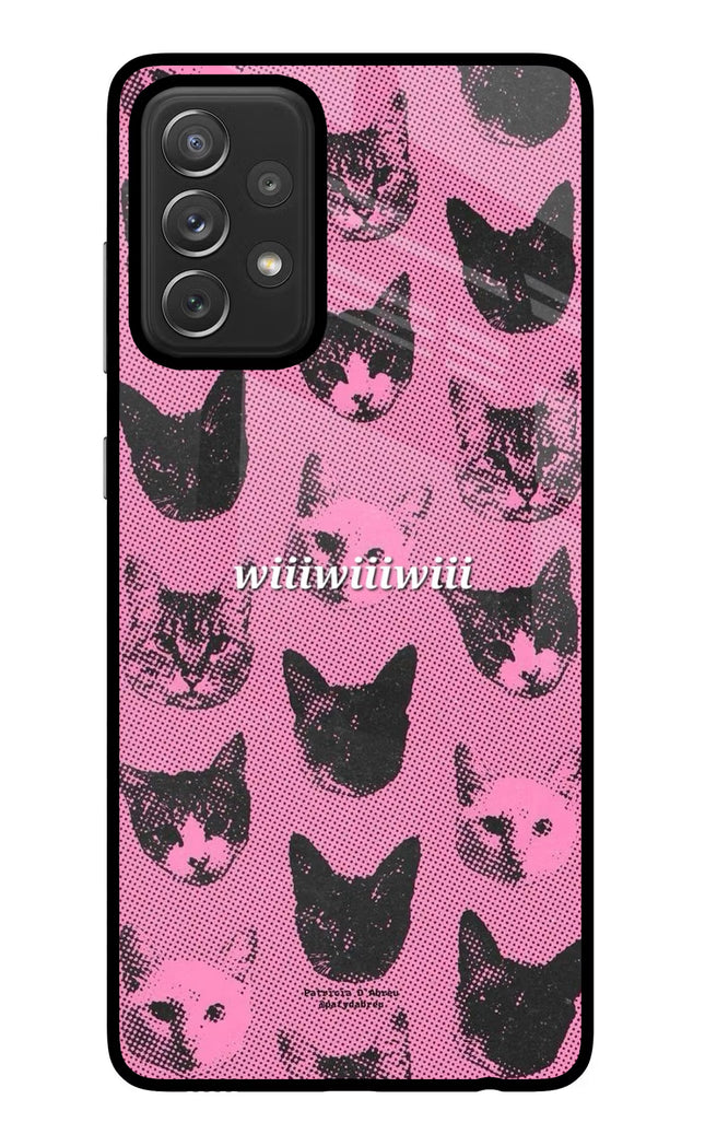 Pink Cats Samsung A72 Glass Case Back Cover by Casekaro
