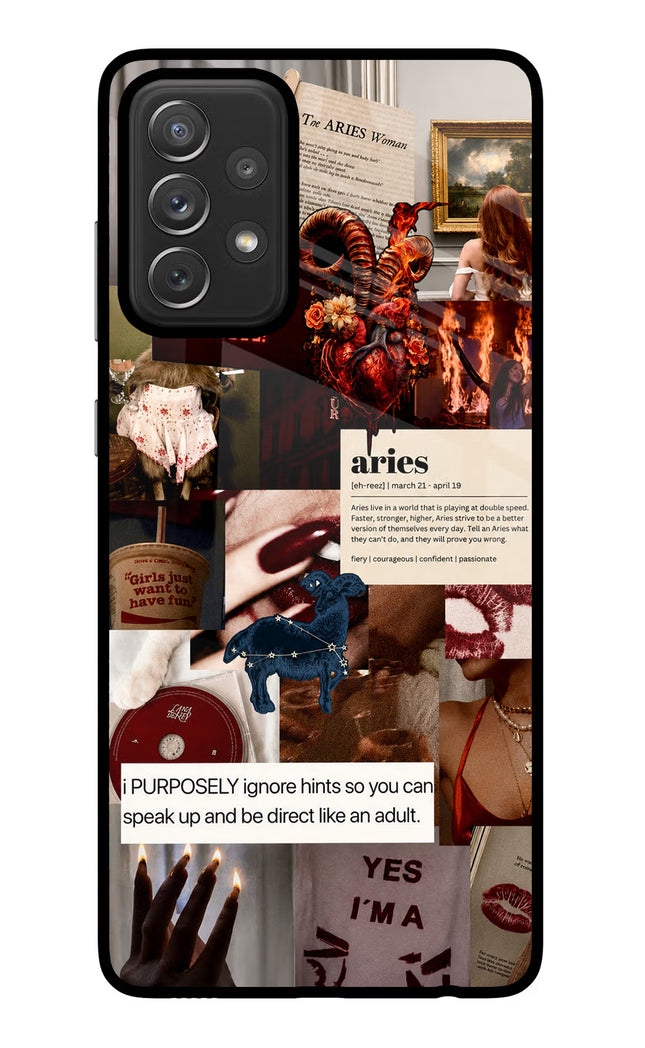 Zodiac Aries Samsung A72 Glass Case Back Cover by Casekaro