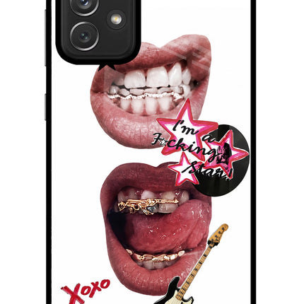 Rockstar Samsung A72 Glass Case Back Cover by Casekaro